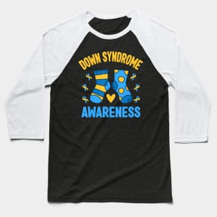 Down Syndrome Awareness Socks T21 Blue Yellow Ribbon Baseball T-Shirt